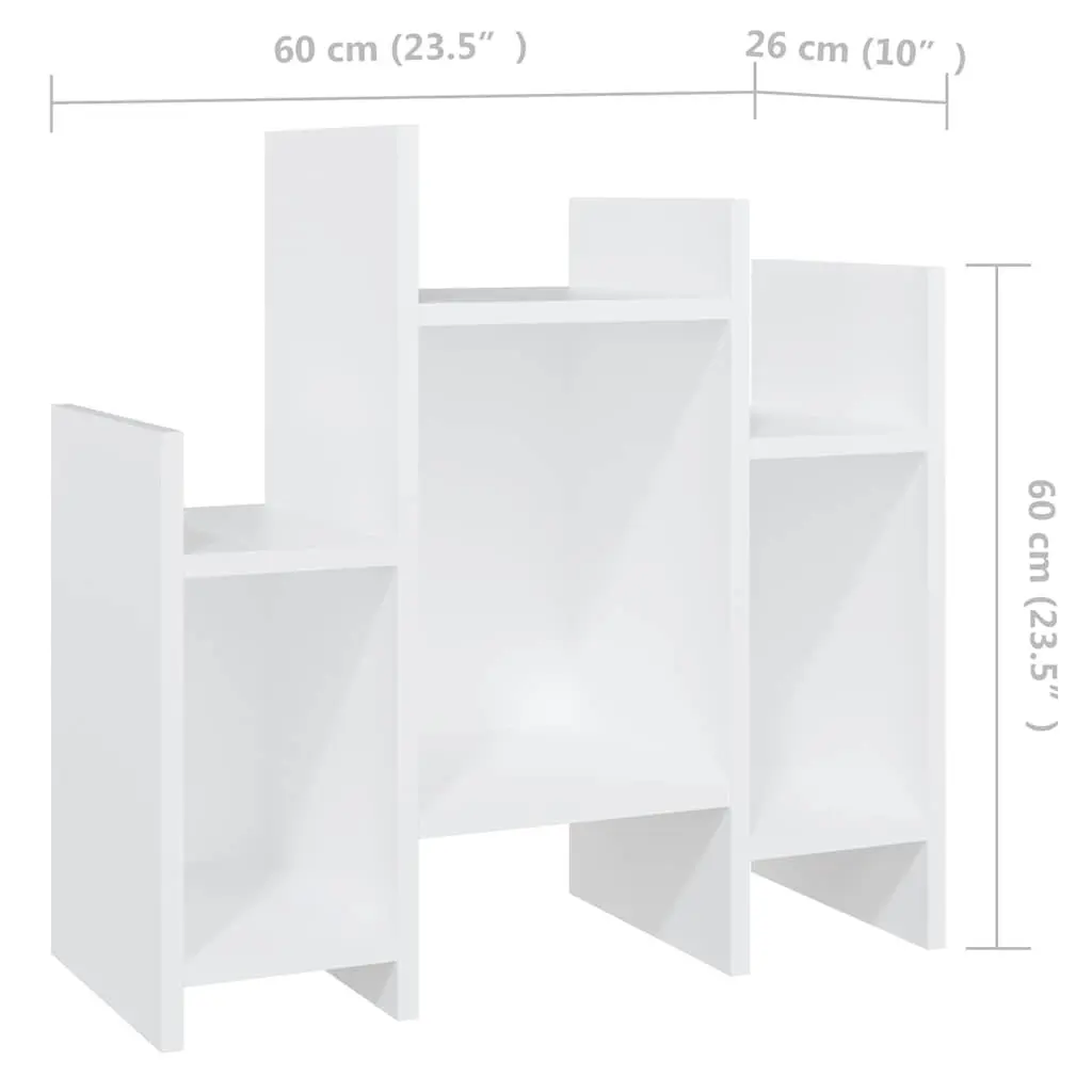 Side Cabinet White Storage Furniture 6 Shelves Engineered Wood Organiser Unit