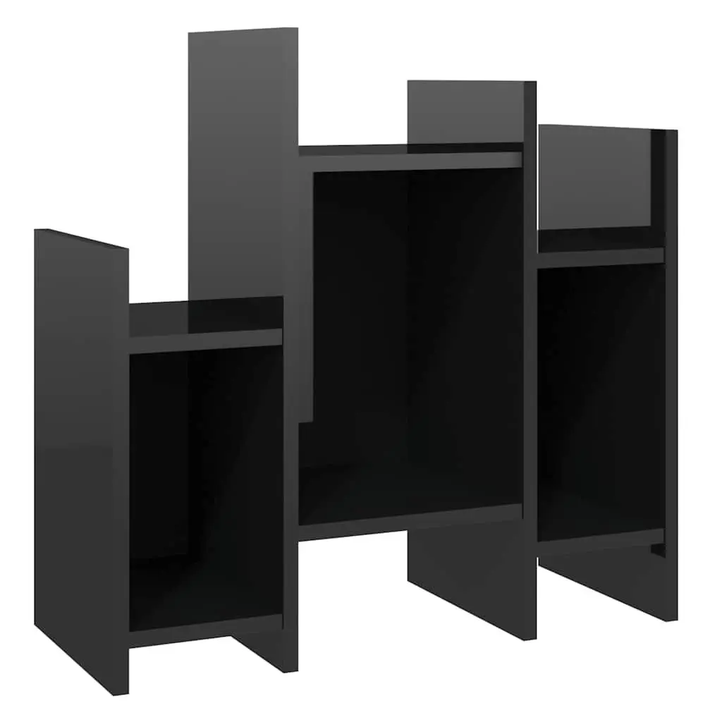 Side Cabinet Storage Shelving Unit High Gloss Black 60 x 26 x 60 cm