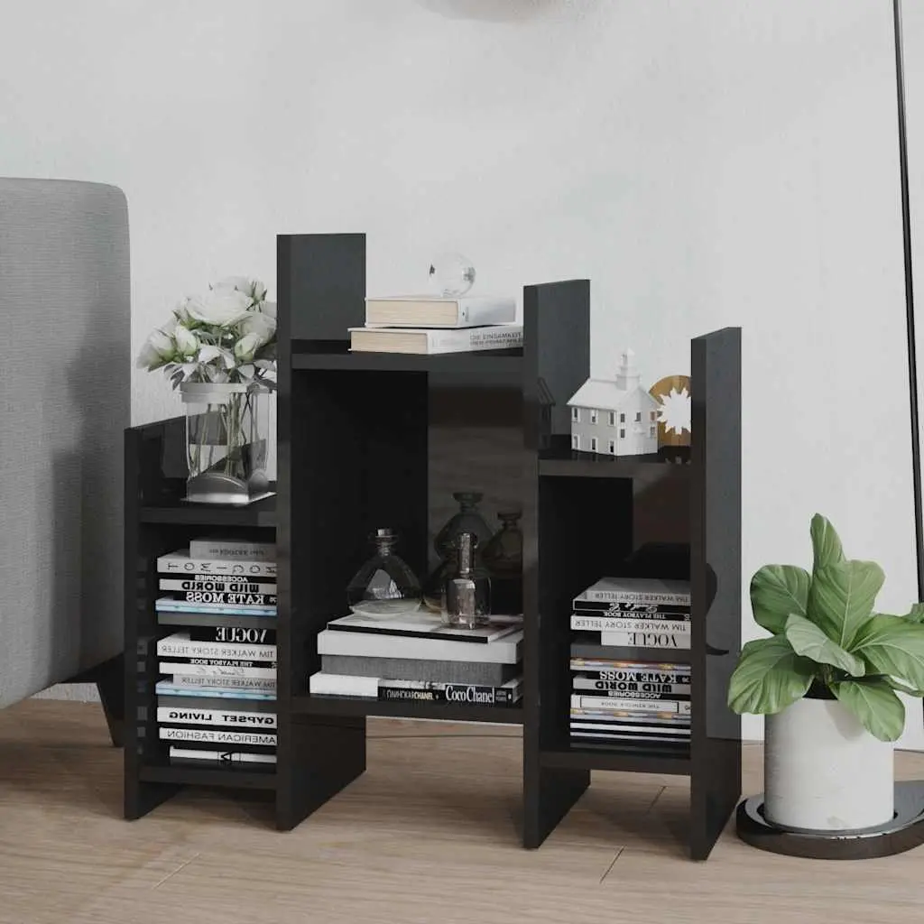 Side Cabinet Storage Shelving Unit High Gloss Black 60 x 26 x 60 cm