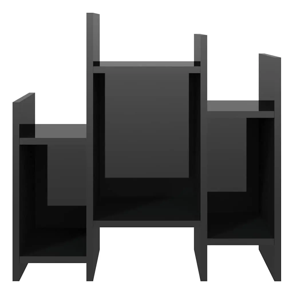 Side Cabinet Storage Shelving Unit High Gloss Black 60 x 26 x 60 cm