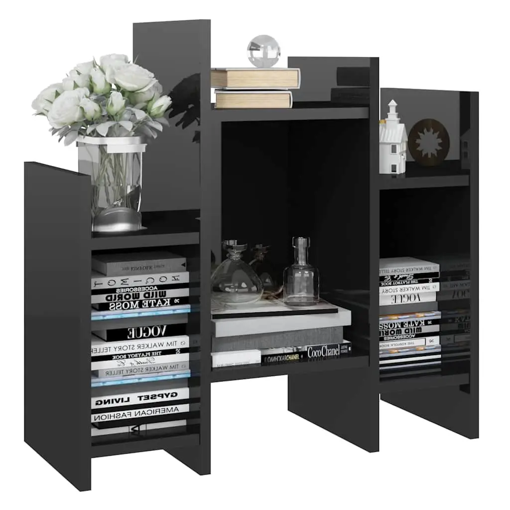 Side Cabinet Storage Shelving Unit High Gloss Black 60 x 26 x 60 cm