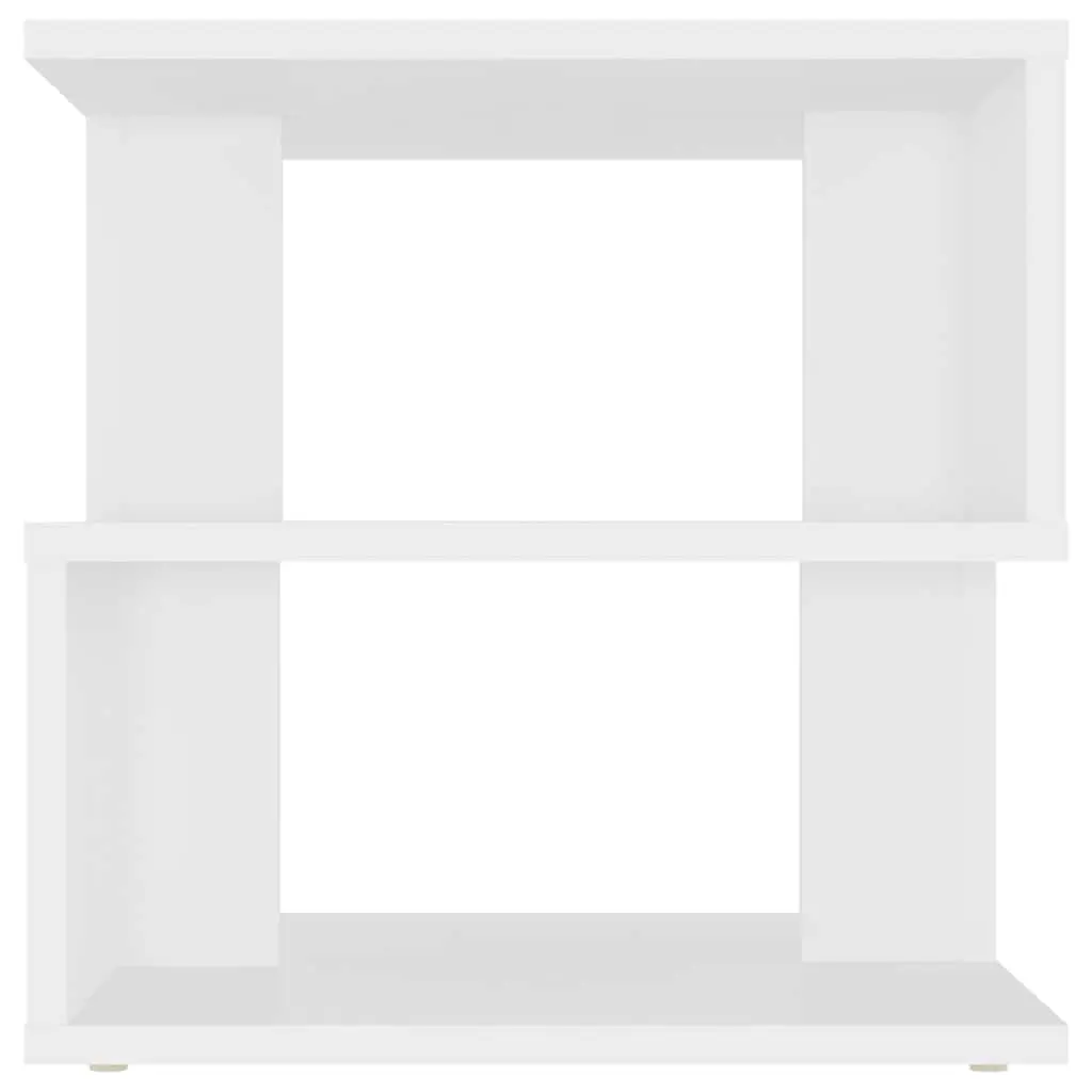 White End Table with 2 Shelves Modern Accent Storage Side Table Furniture
