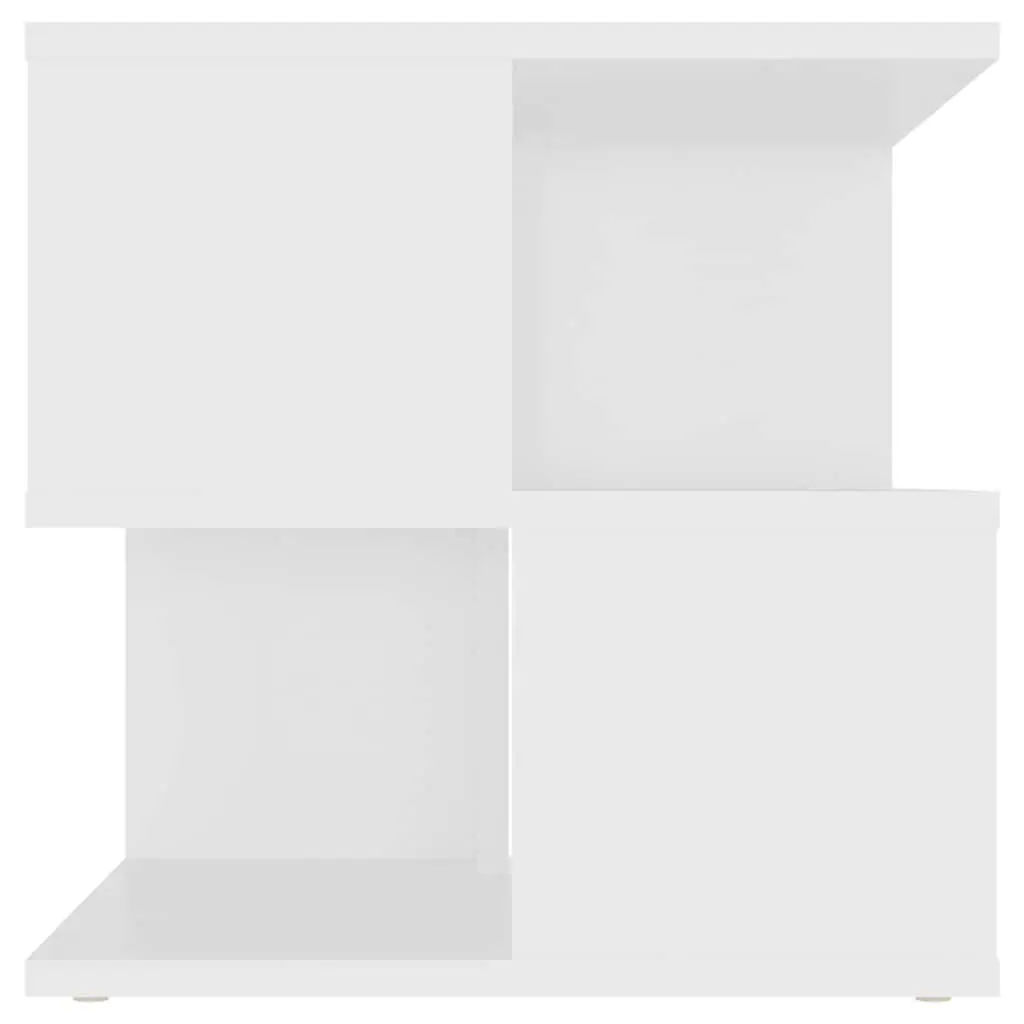 White End Table with 2 Shelves Modern Accent Storage Side Table Furniture