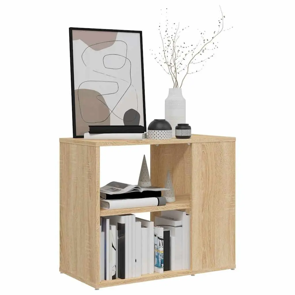 Side Cabinet Brown Storage Furniture 2 Shelf Engineered Wood Sideboard Organizer