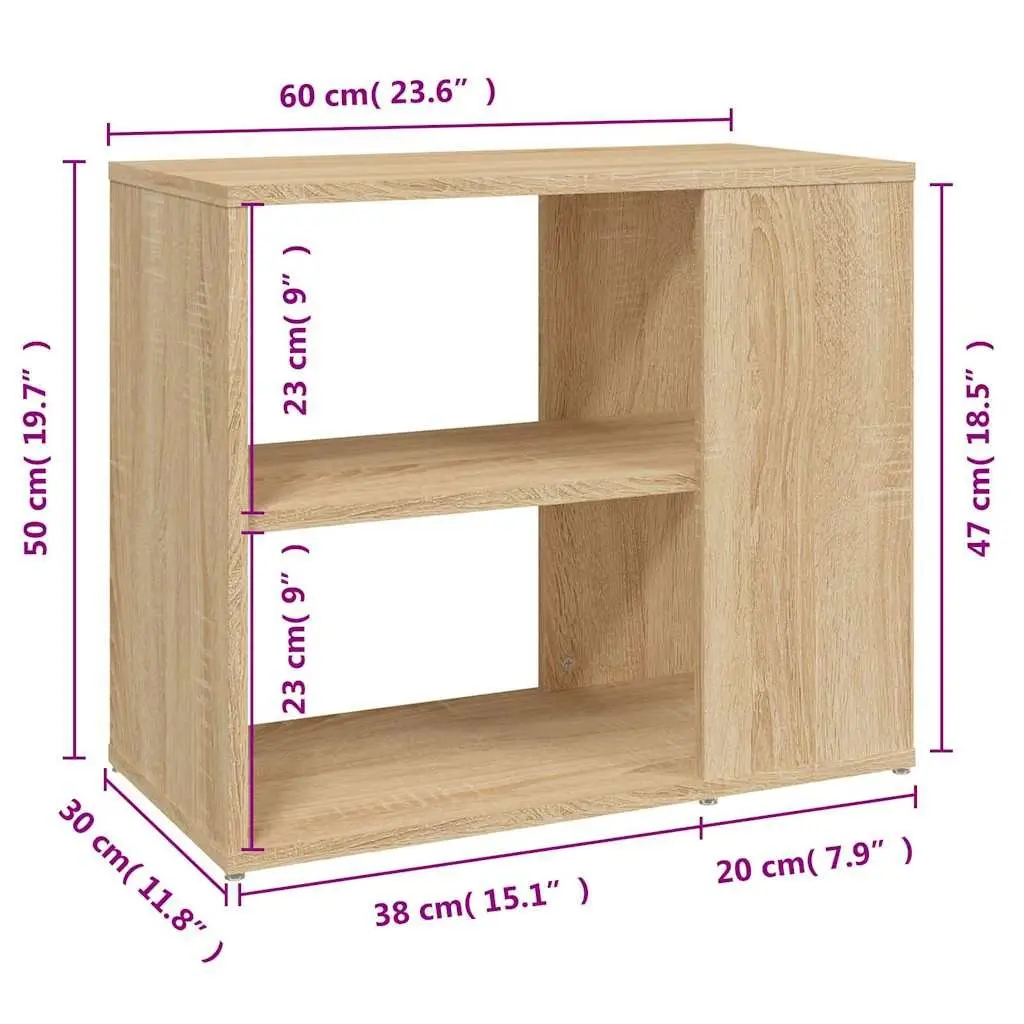 Side Cabinet Brown Storage Furniture 2 Shelf Engineered Wood Sideboard Organizer
