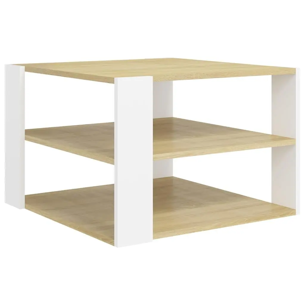 Coffee Table Storage Shelf Modern Living Room 60x60x40cm Brown