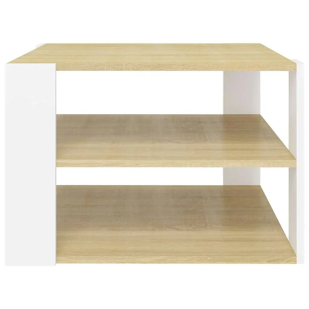 Coffee Table Storage Shelf Modern Living Room 60x60x40cm Brown