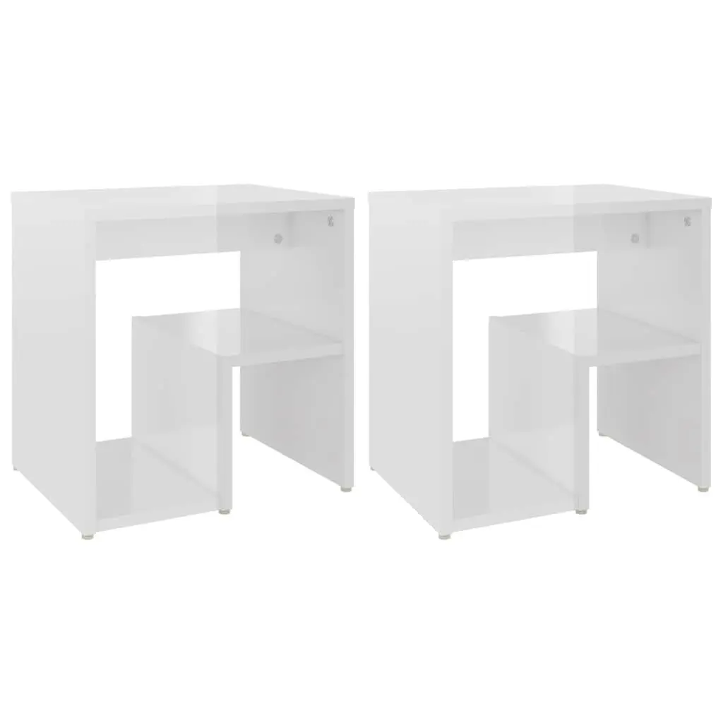 Storage with Two Glossy White Nightstands