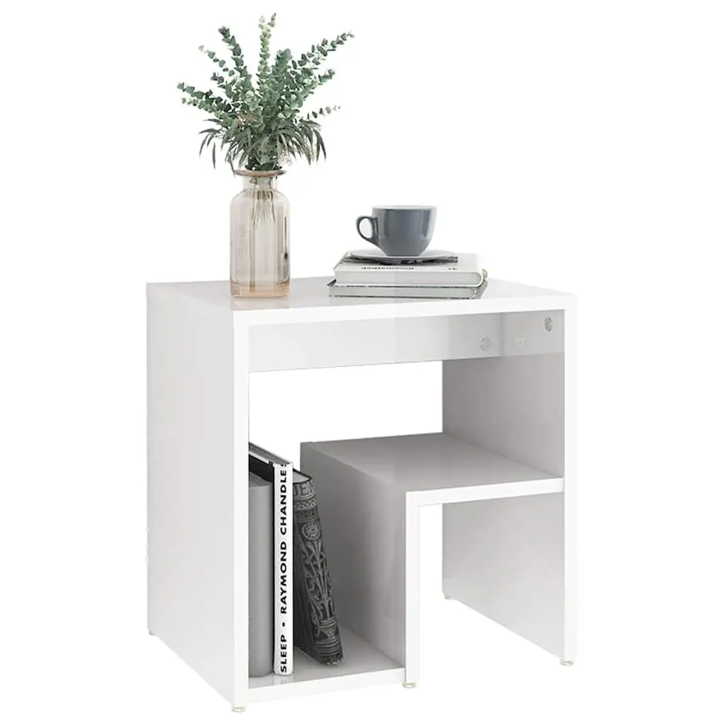 Storage with Two Glossy White Nightstands