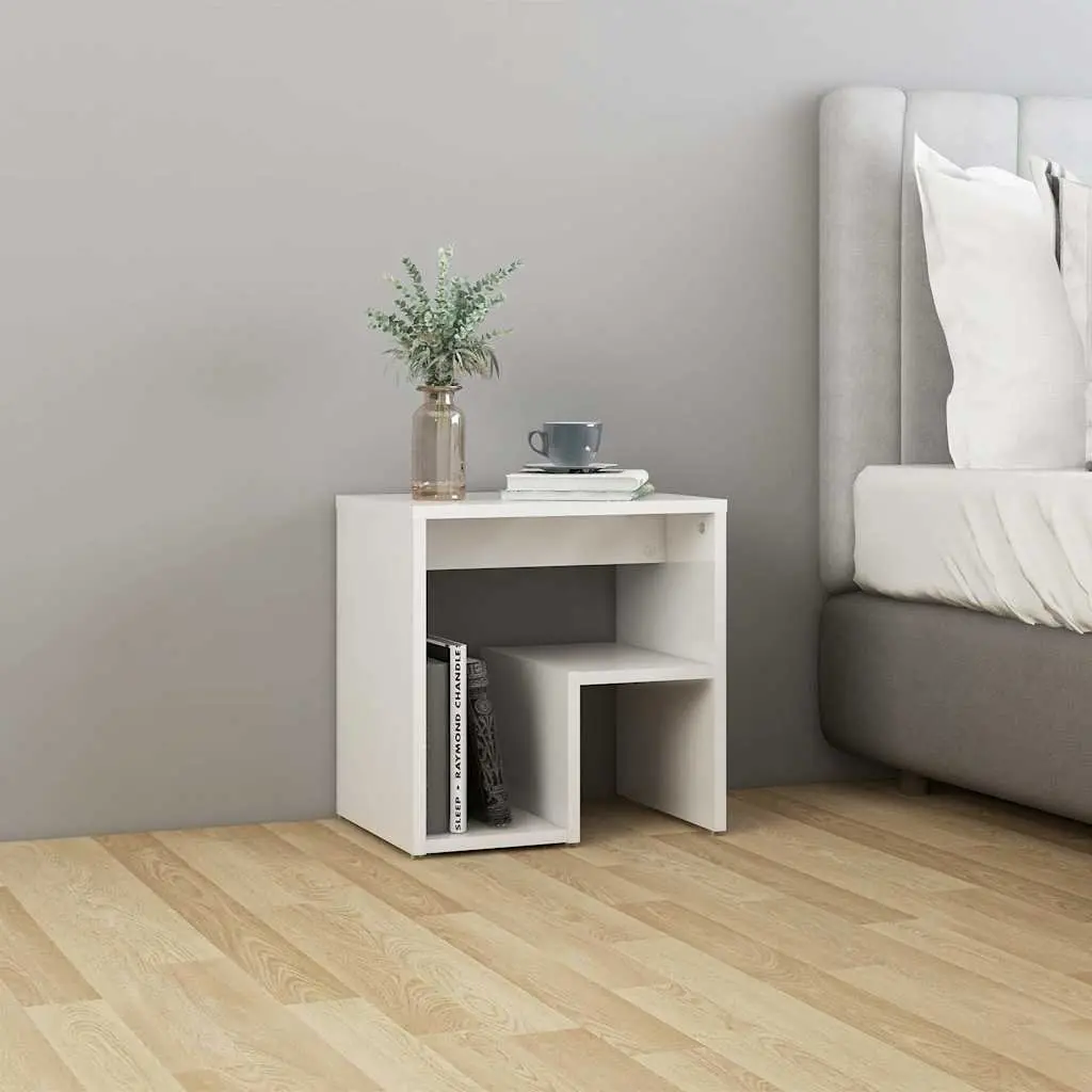 Storage with Two Glossy White Nightstands