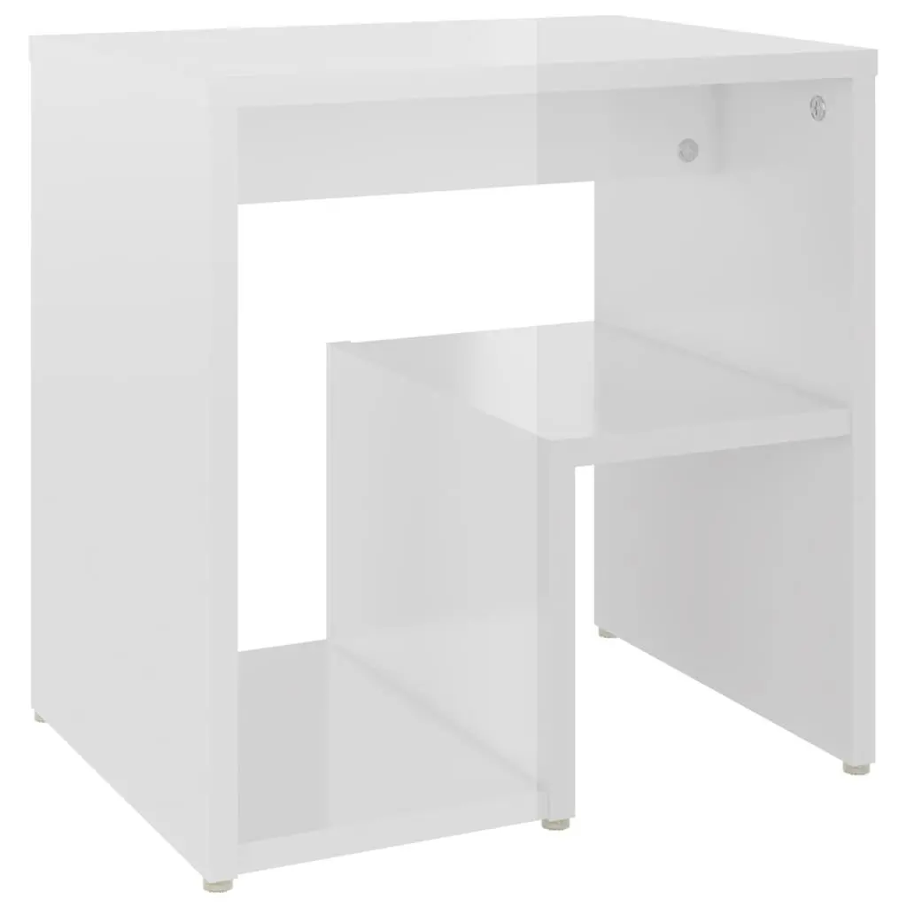Storage with Two Glossy White Nightstands