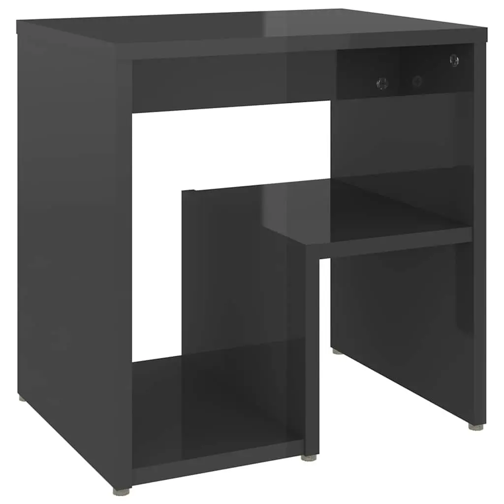 Bedside Tables Nightstands 2 pcs High Gloss Grey Bed Cabinets with Shelf