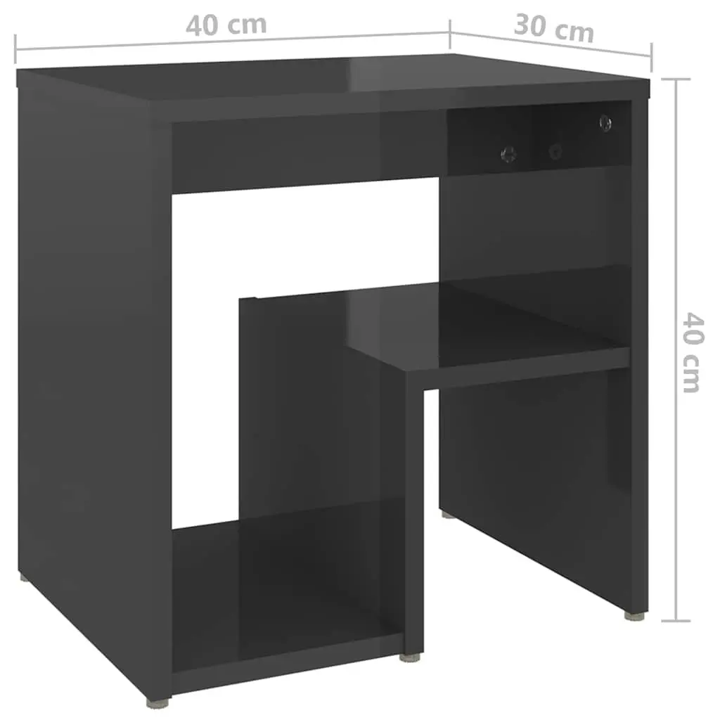 Bedside Tables Nightstands 2 pcs High Gloss Grey Bed Cabinets with Shelf