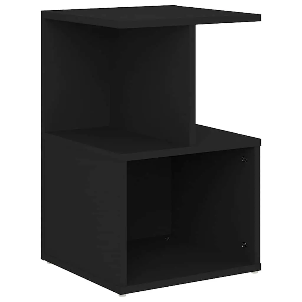 Black Nightstand with Open Storage Options