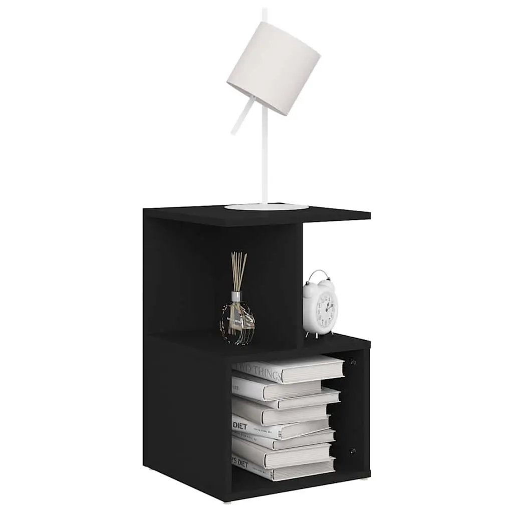 Black Nightstand with Open Storage Options