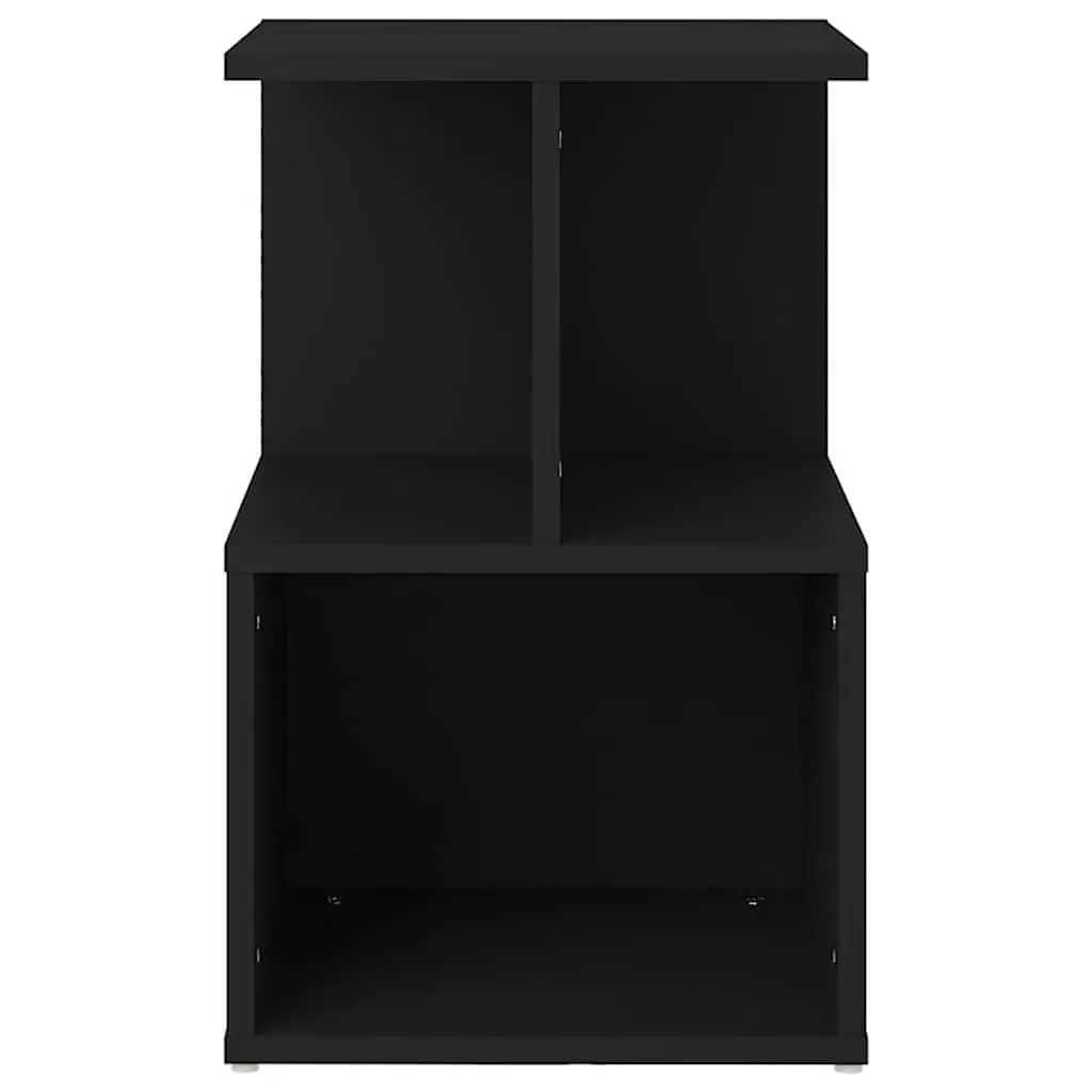Black Nightstand with Open Storage Options