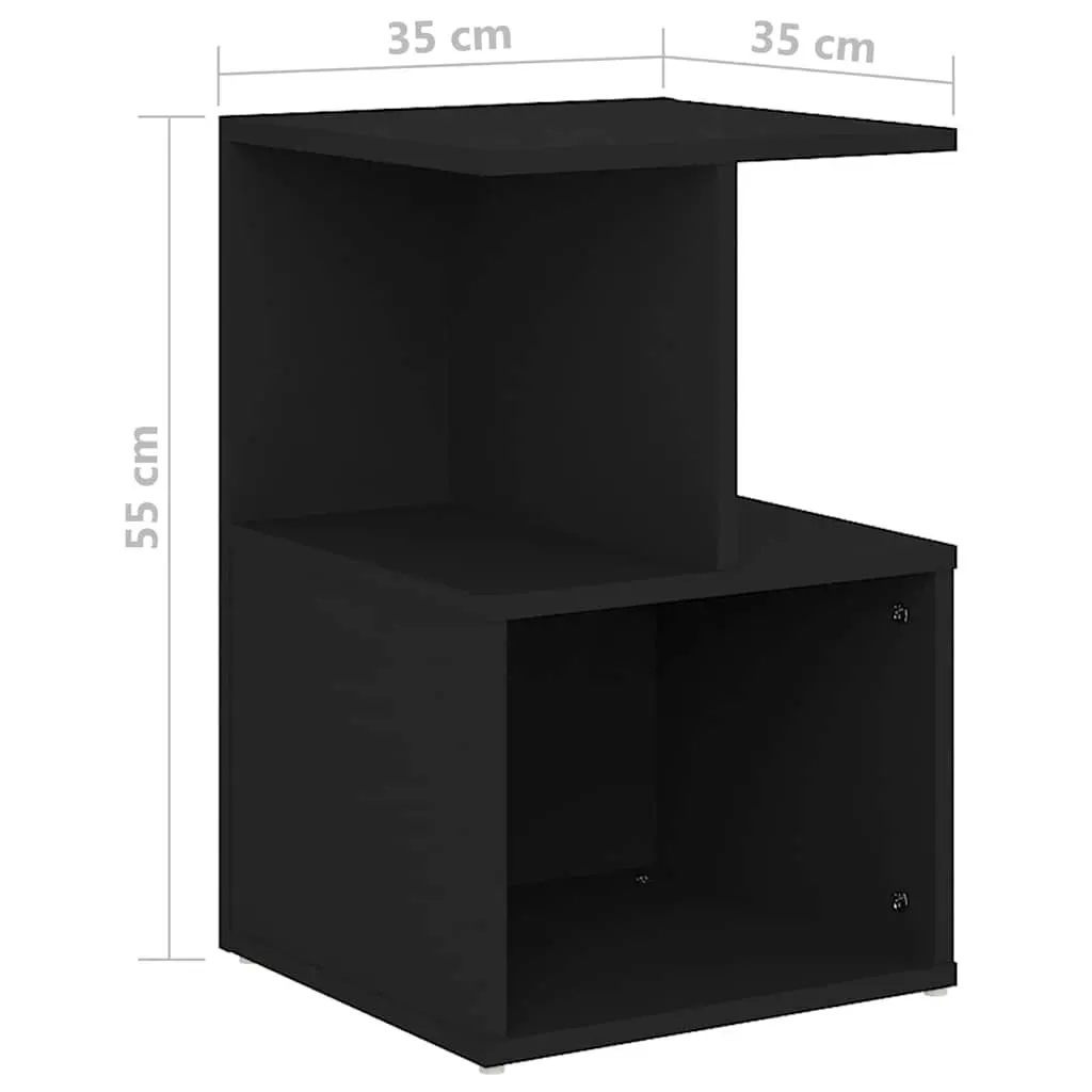 Bedside Cabinets Storage 35x35x55 cm Black 2 Piece Engineered Wood Nightstand