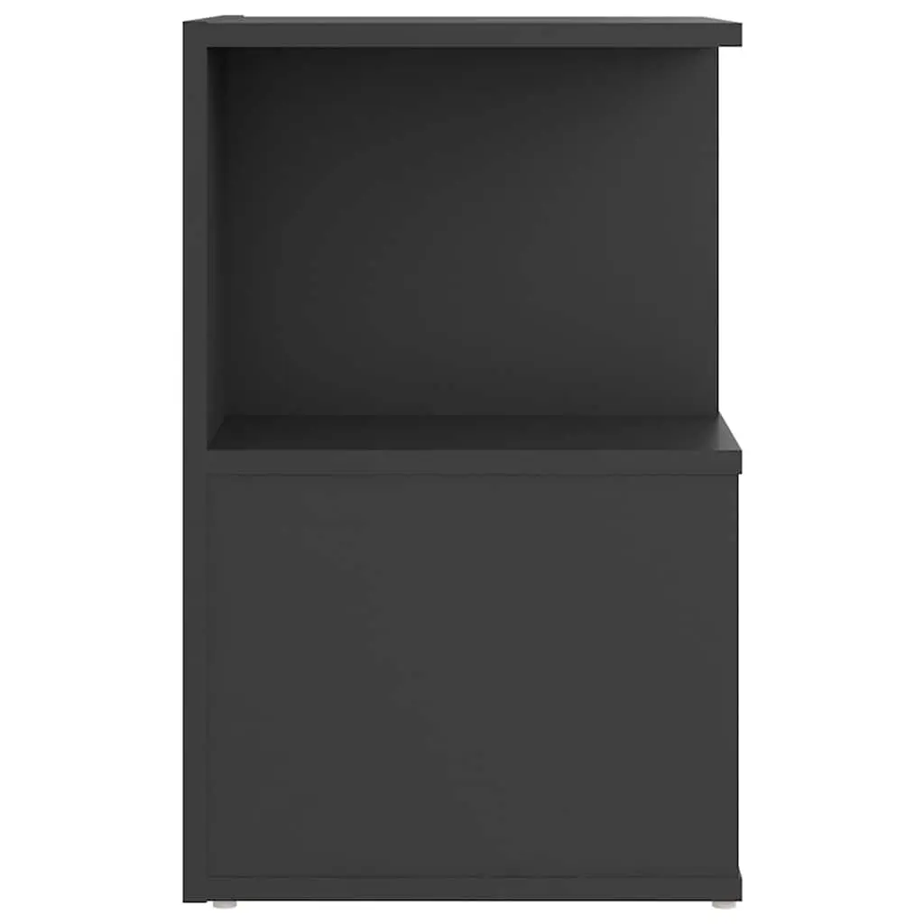 Bedside Cabinet Set 2 pcs Grey Open Compartments Storage Nightstand Furniture