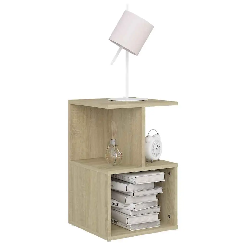 Bedside Cabinet Set 2 pcs Brown Engineered Wood Nightstand Storage Open Shelves