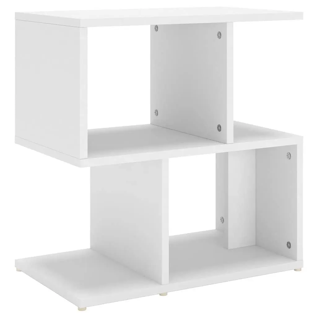 Bedside Cabinet Open Compartments Storage Nightstand 50W x 30D x 51.5H cm White Engineered Wood