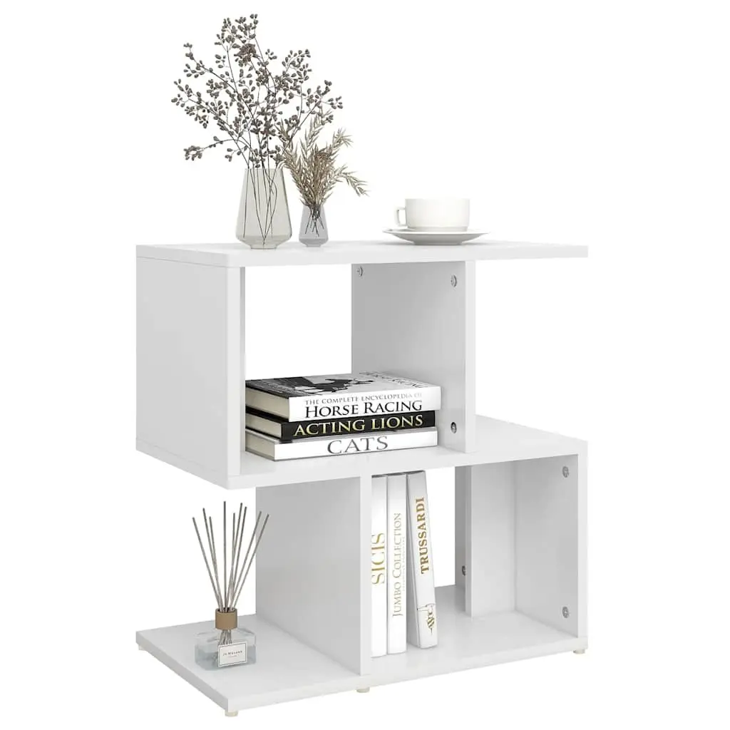 Bedside Cabinet Open Compartments Storage Nightstand 50W x 30D x 51.5H cm White Engineered Wood