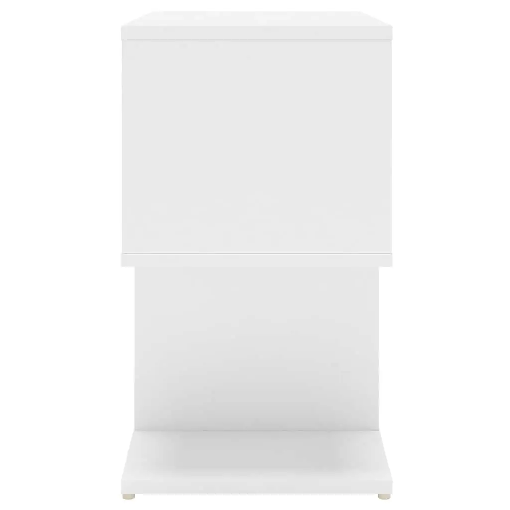 Bedside Cabinet Open Compartments Storage Nightstand 50W x 30D x 51.5H cm White Engineered Wood