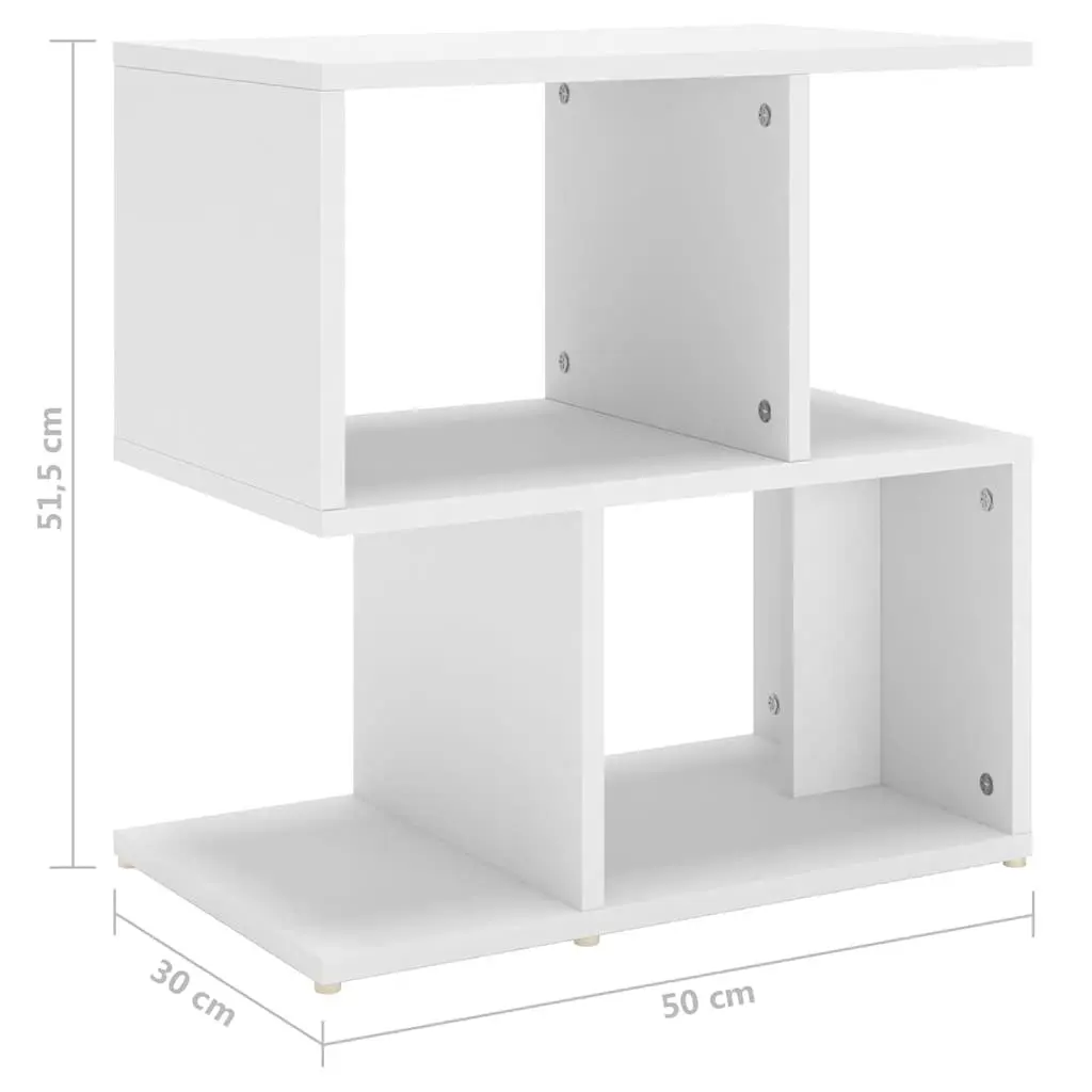 Bedside Cabinet Open Compartments Storage Nightstand 50W x 30D x 51.5H cm White Engineered Wood