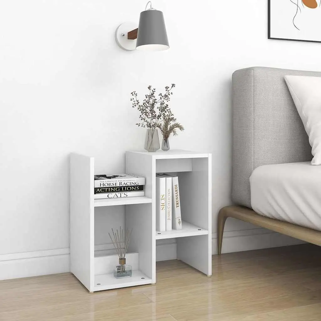 Bedside Cabinet Set 2 pcs Open Compartment Storage Nightstand Table White