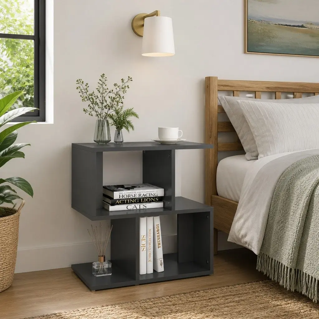 Grey Bedside Cabinet Set with Easy Maintenance