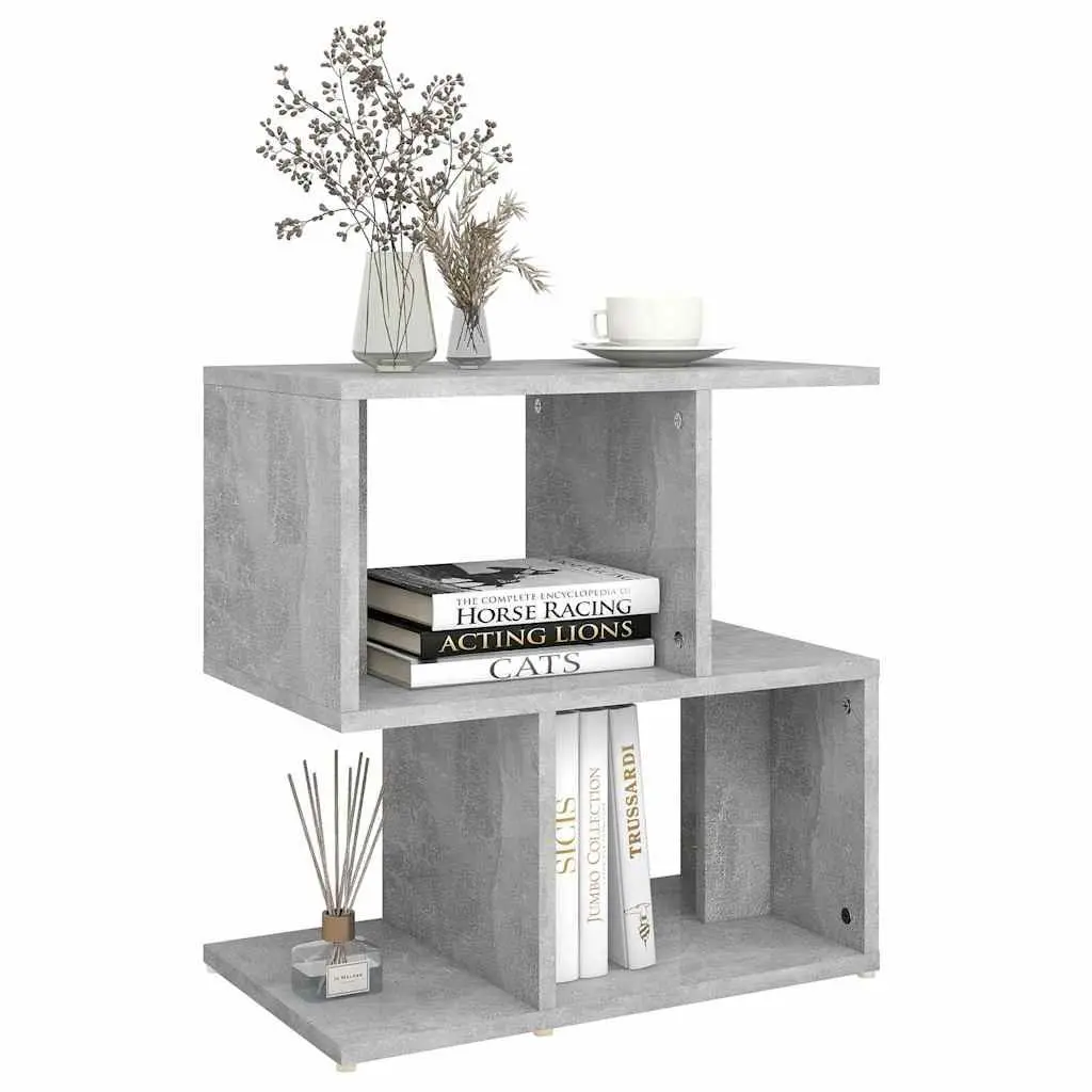 Bedside Cabinet Grey Open Compartments Storage Nightstand Table Organizer
