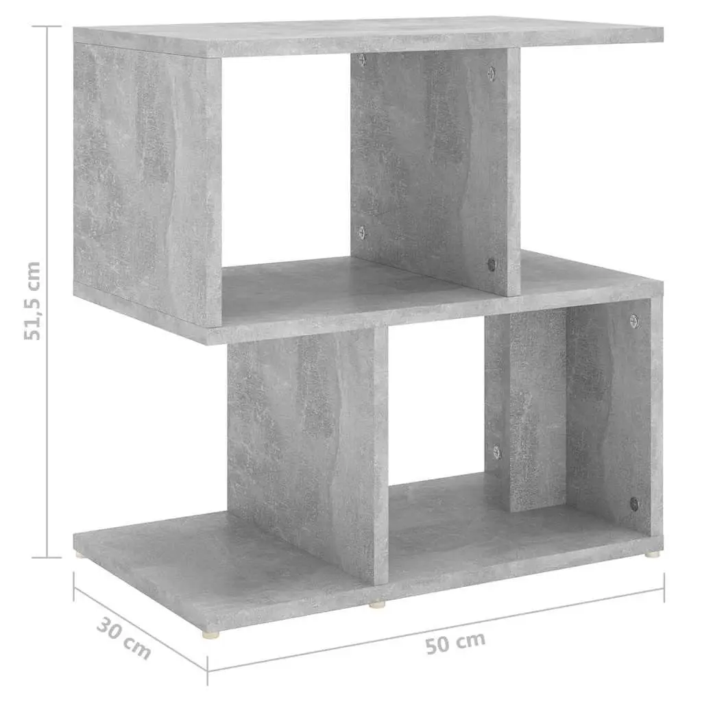 Bedside Cabinet Grey Open Compartments Storage Nightstand Table Organizer
