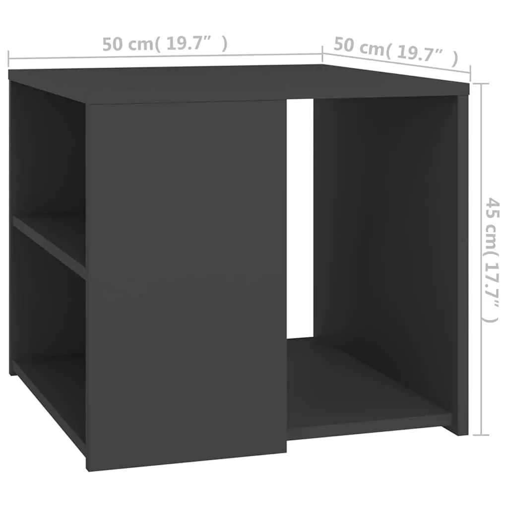 Side Table Grey 50x50x45 cm 3 Shelf Storage Cabinet Accent Furniture