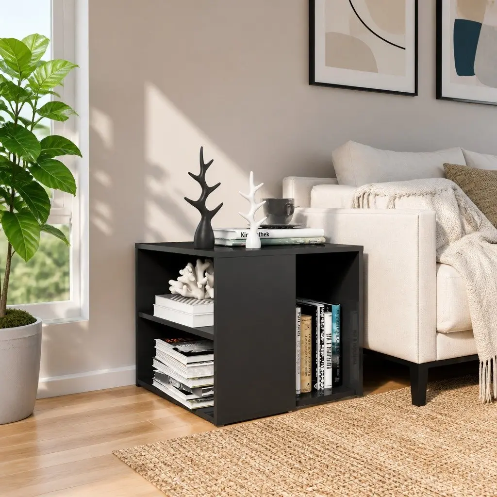 Grey Side Table with 3 Shelves