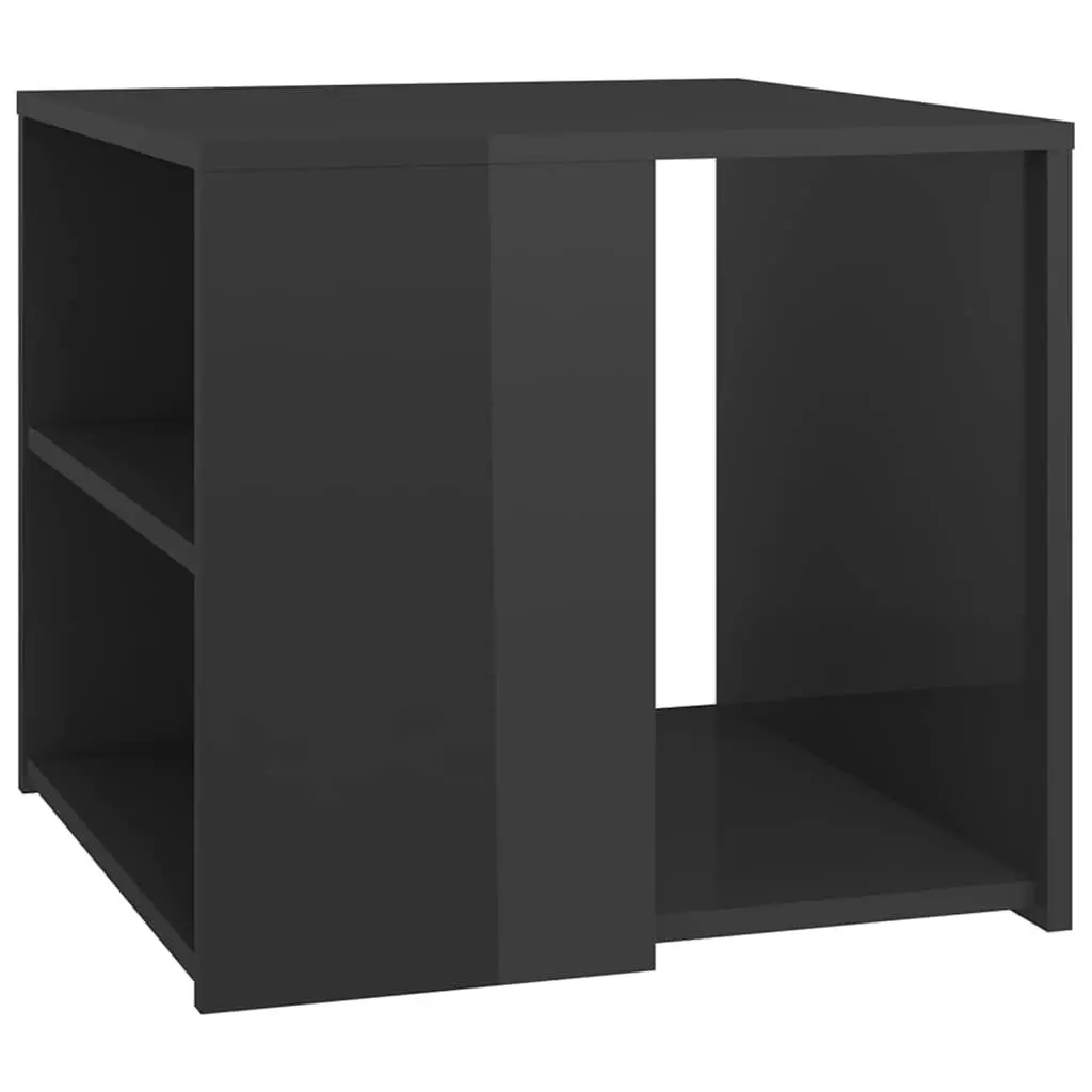 Side Table Grey 50x50x45 cm High Gloss 3 Shelf Storage End Table Cabinet