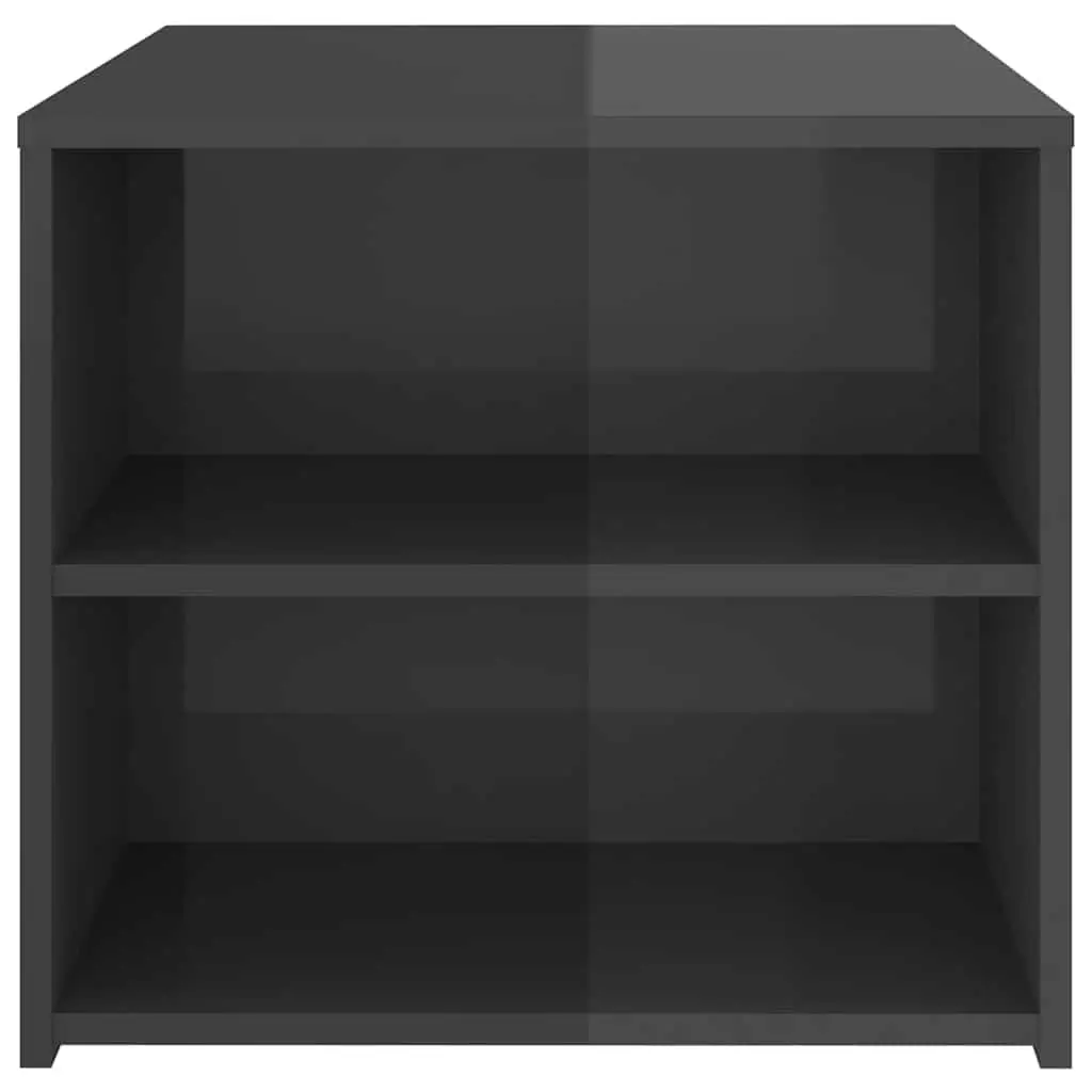 Side Table Grey 50x50x45 cm High Gloss 3 Shelf Storage End Table Cabinet