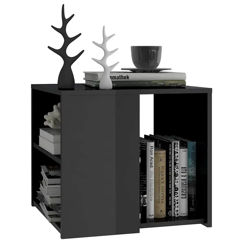 Side Table Grey 50x50x45 cm High Gloss 3 Shelf Storage End Table Cabinet