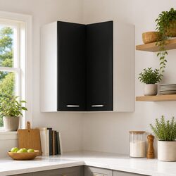 Practical Black Kitchen Corner Cabinet with Two Shelves