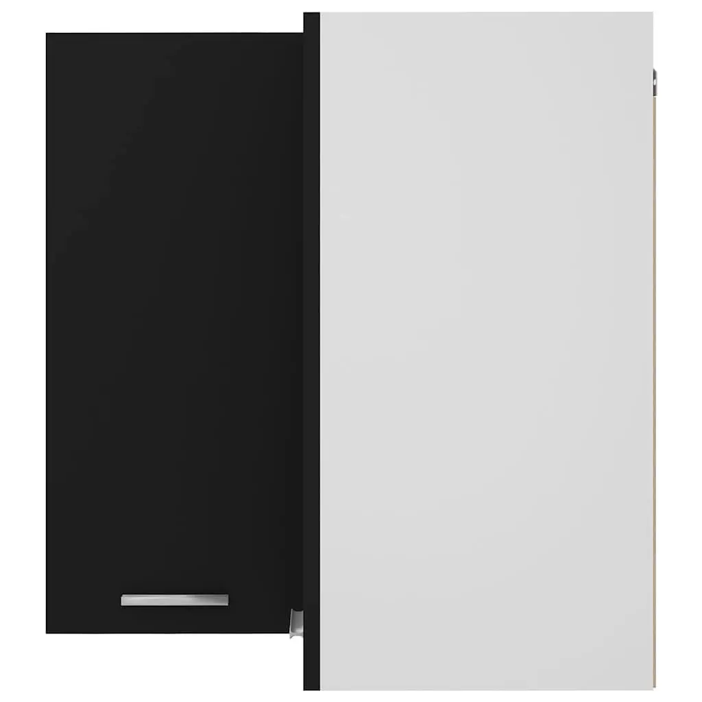 Hanging Corner Kitchen Cabinet Storage Unit with Two Shelves Black