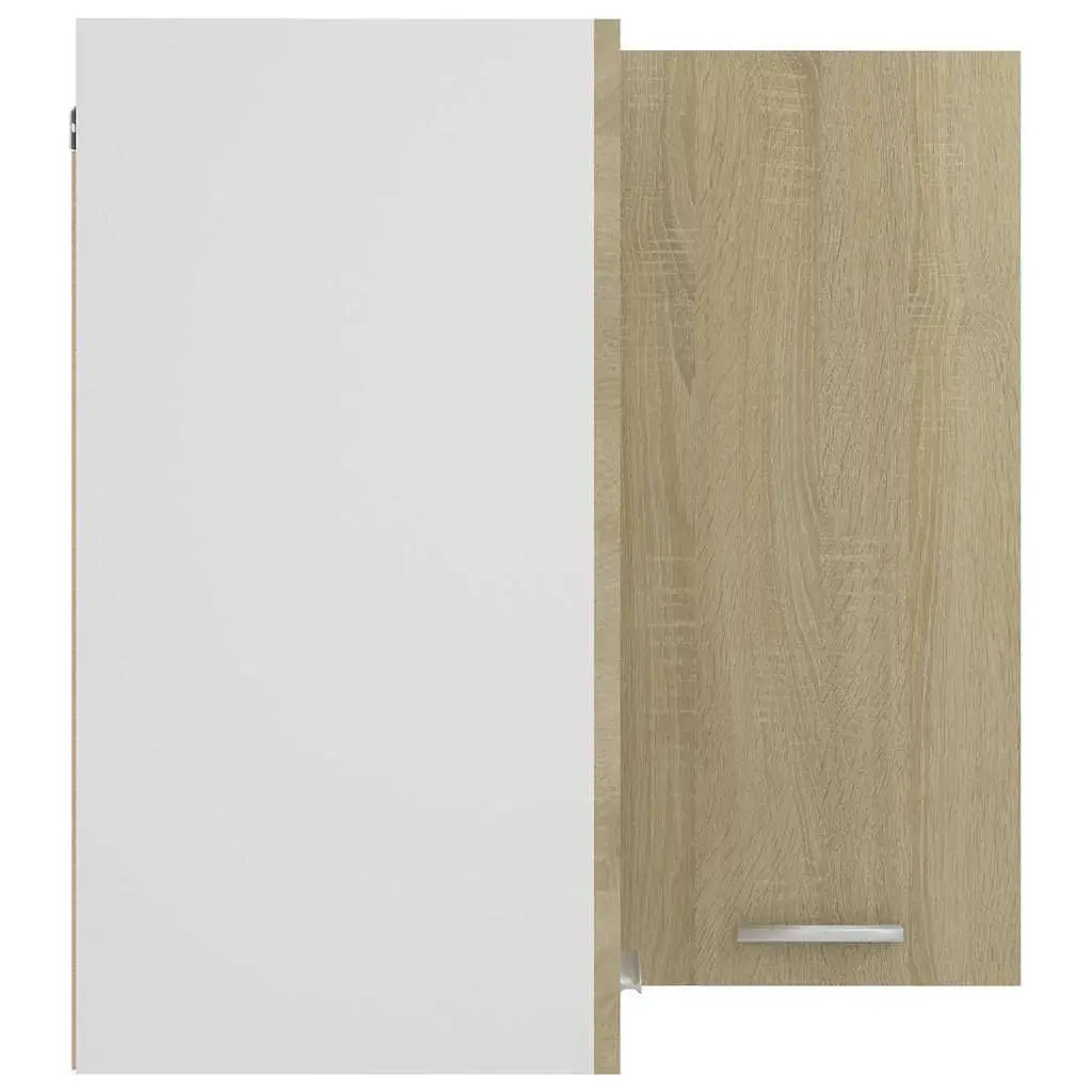 Hanging Corner Kitchen Cabinet Storage Two Shelves Brown 57 x 57 x 60 cm