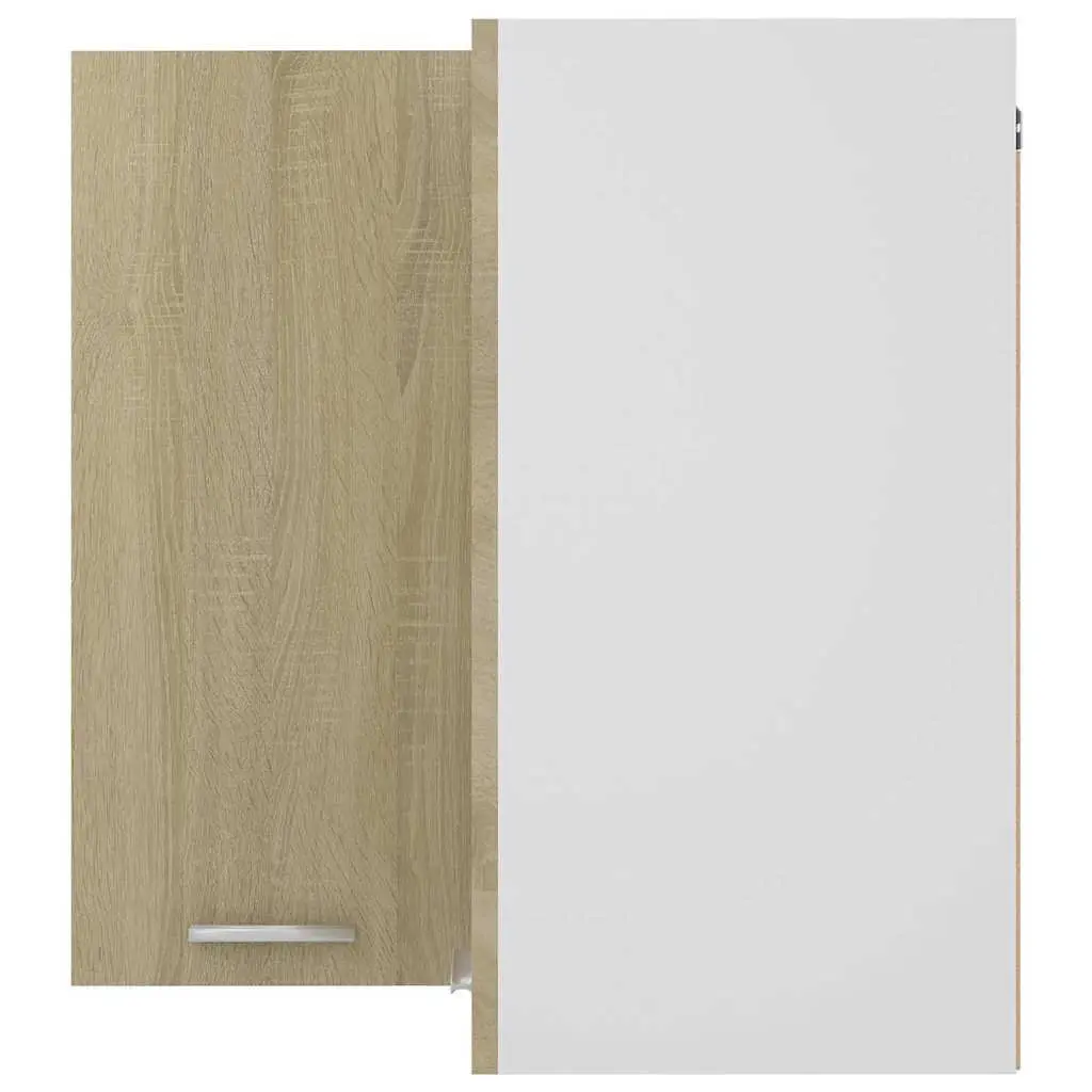 Hanging Corner Kitchen Cabinet Storage Two Shelves Brown 57 x 57 x 60 cm