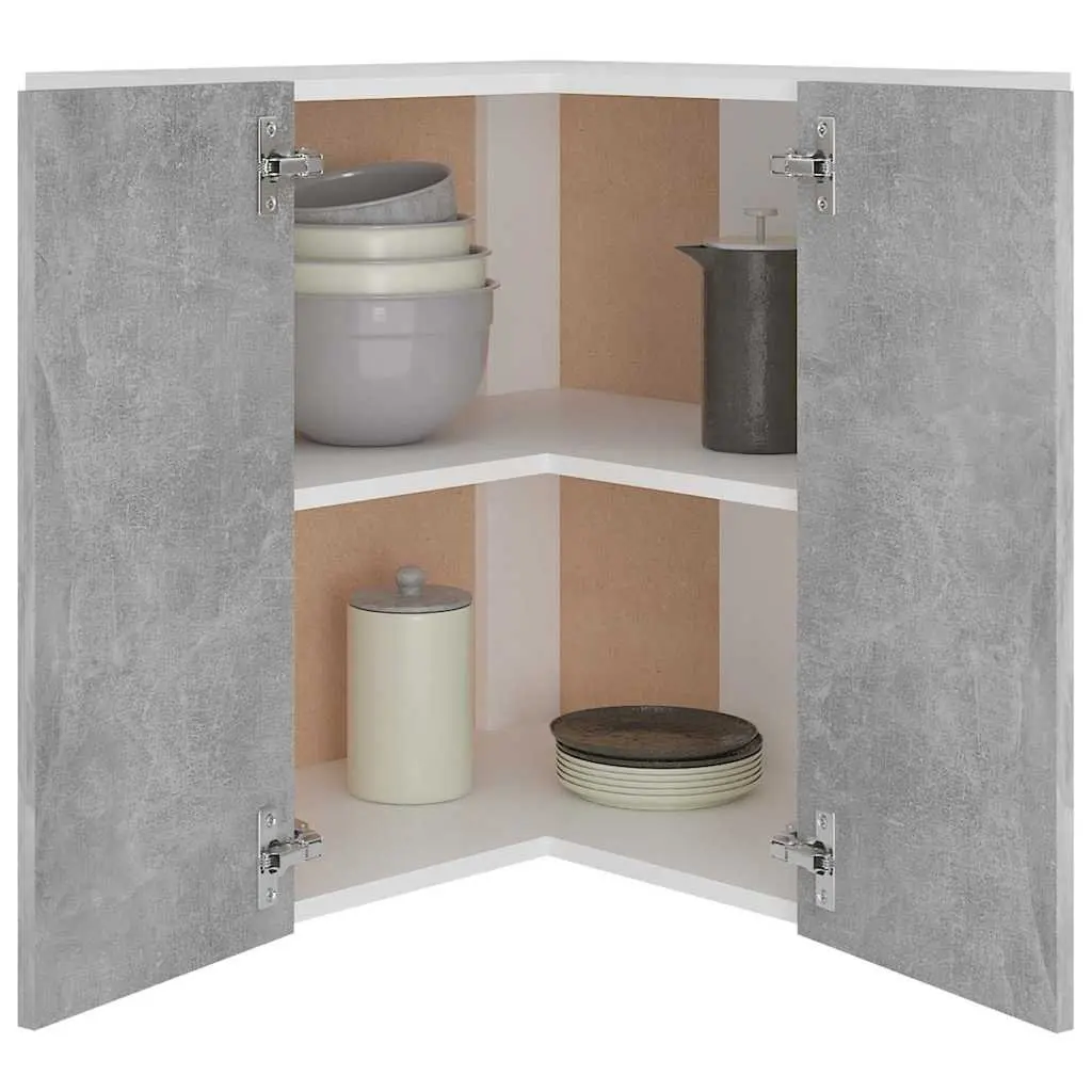 Corner Kitchen Cabinet Grey Wall Mount Storage Unit 57W x 57D x 60H cm