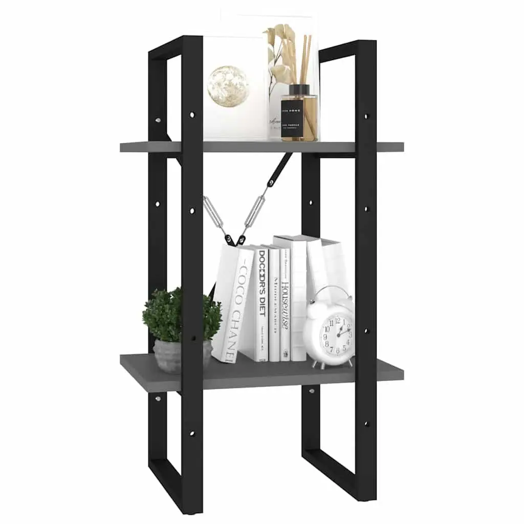 Book Cabinet Industrial Style 2-Tier Grey Storage Shelving Unit