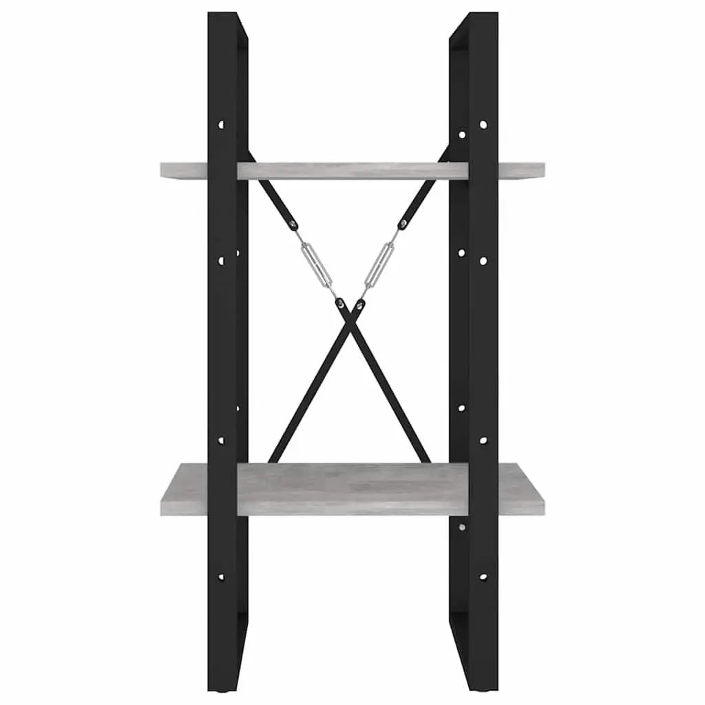 2-Tier Book Cabinet Grey Storage Shelving Unit 40x30x70cm
