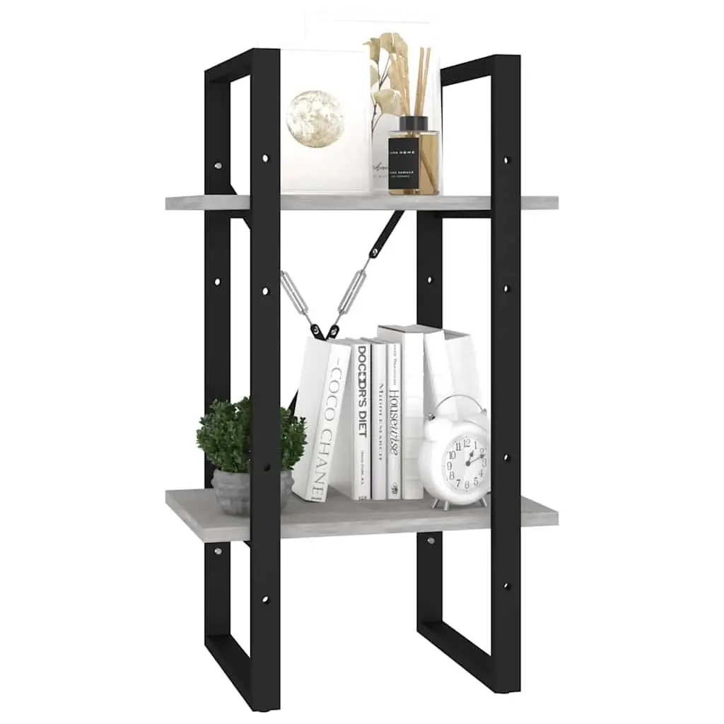 2-Tier Book Cabinet Grey Storage Shelving Unit 40x30x70cm