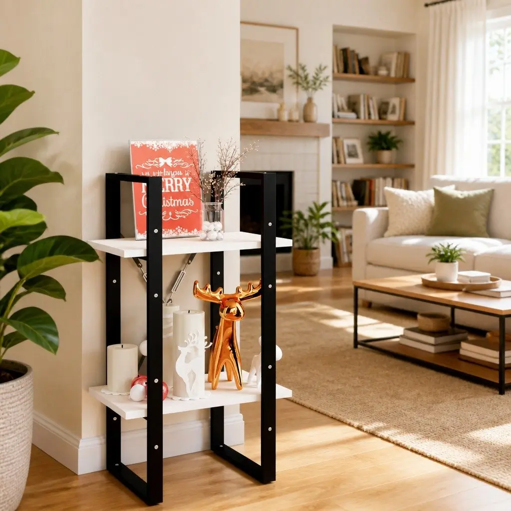 2-Tier Book Cabinet Storage Shelving Unit White Wooden Bookshelf