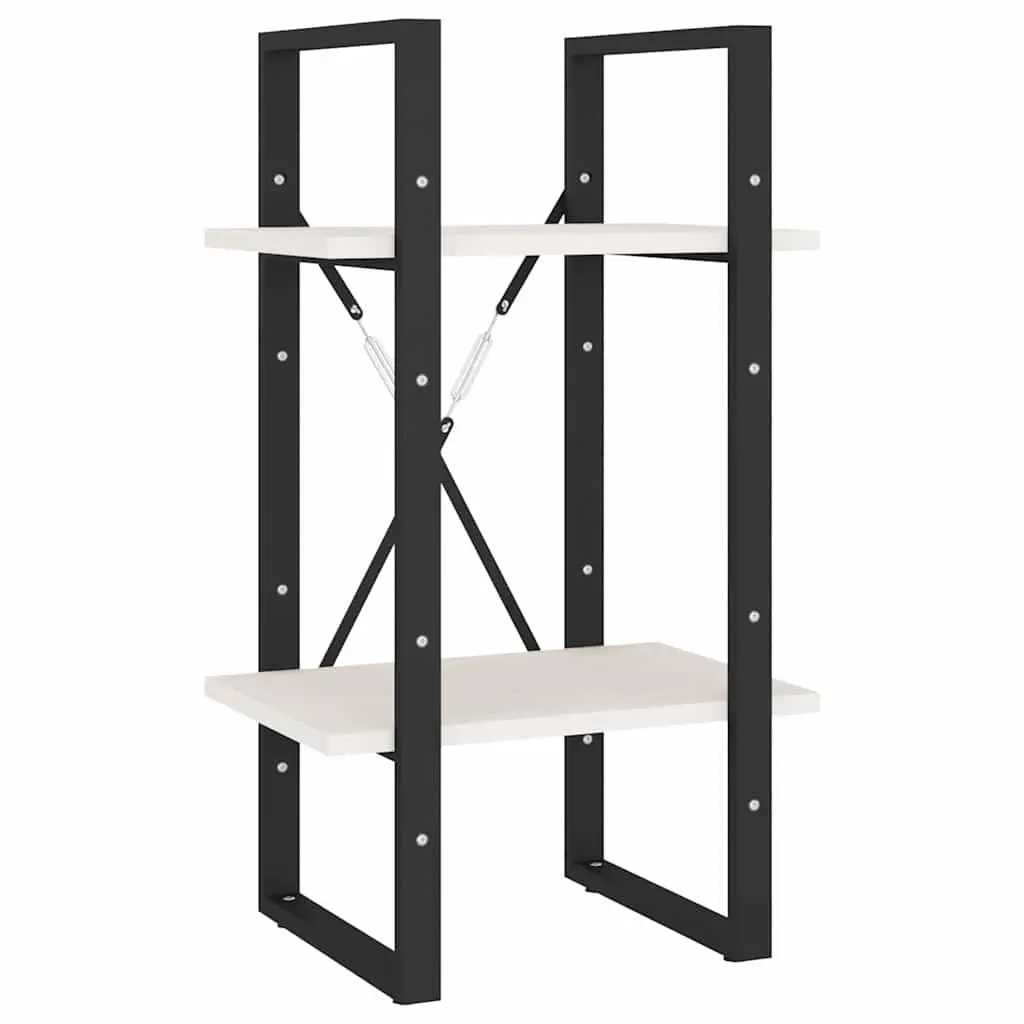 2-Tier Book Cabinet Storage Shelving Unit White Wooden Bookshelf
