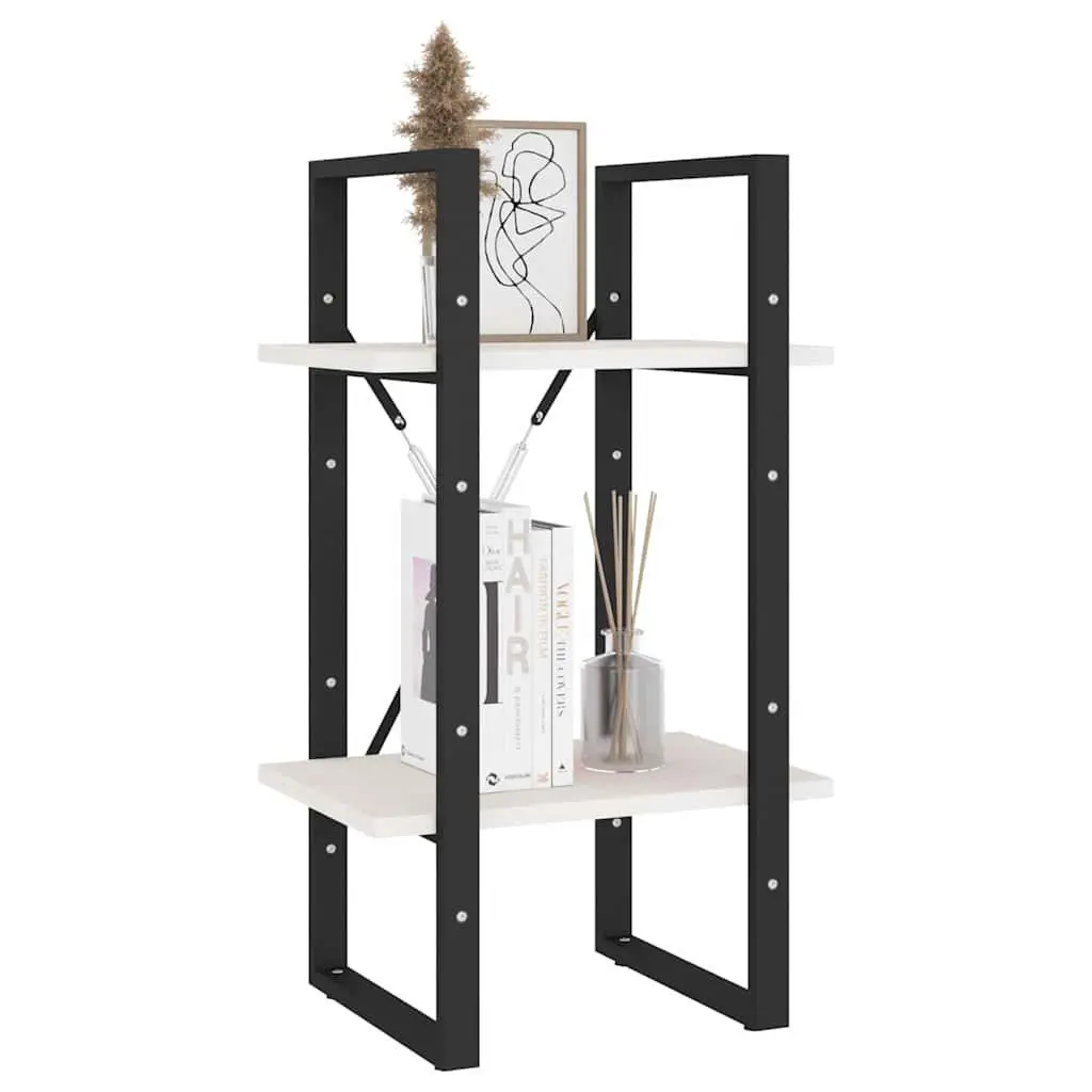 2-Tier Book Cabinet Storage Shelving Unit White Wooden Bookshelf