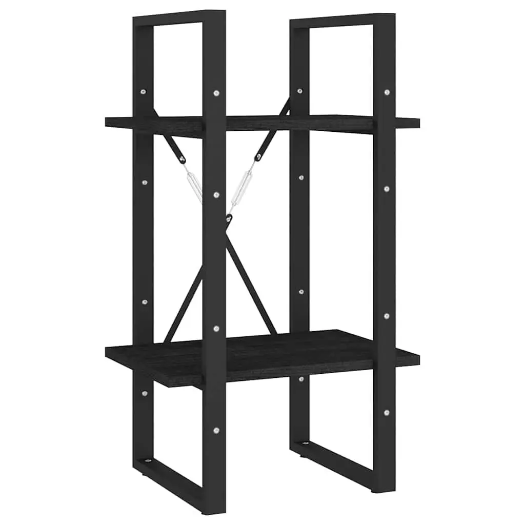 2-Tier Book Cabinet Black Shelving Unit Storage Display Stand Bookcase