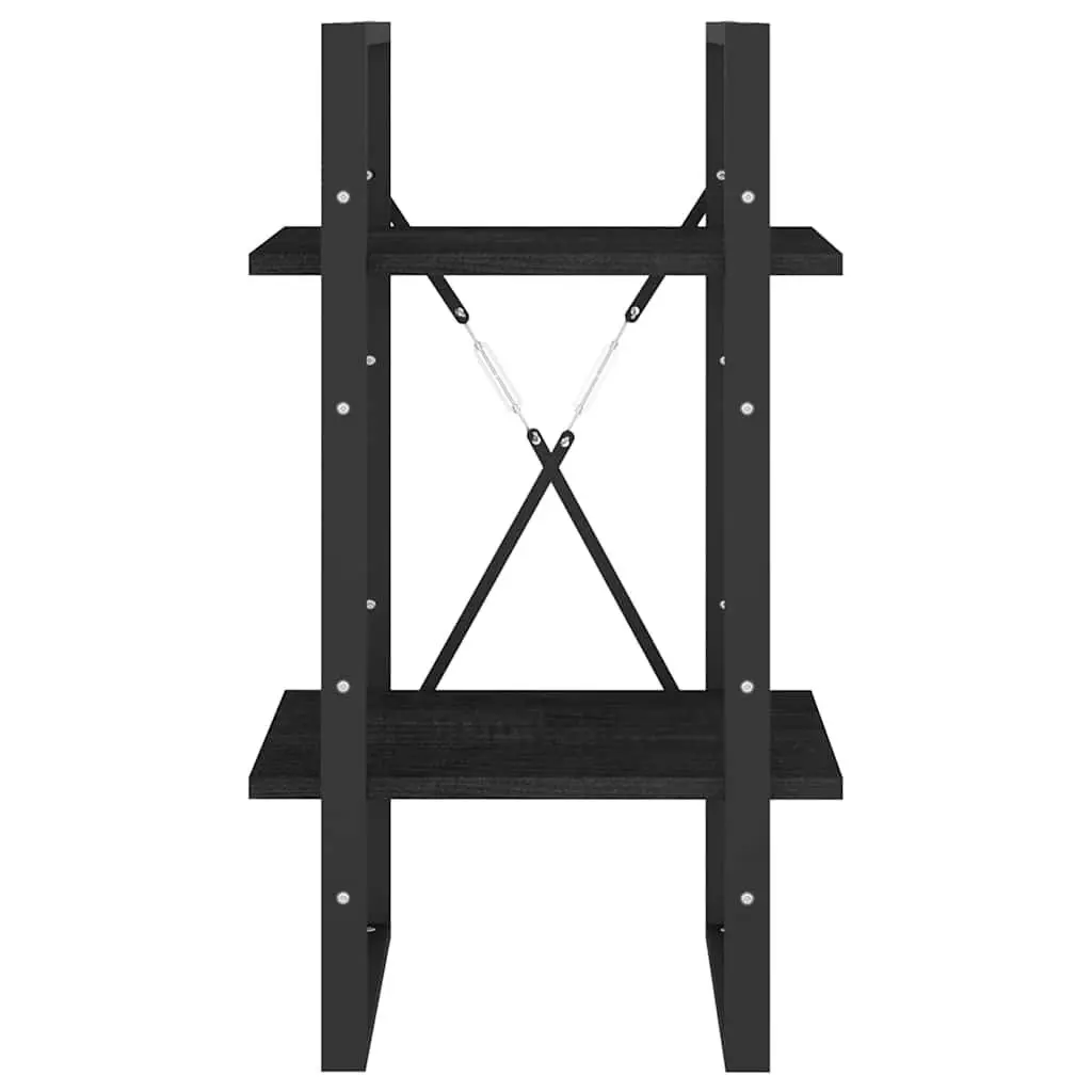 2-Tier Book Cabinet Black Shelving Unit Storage Display Stand Bookcase
