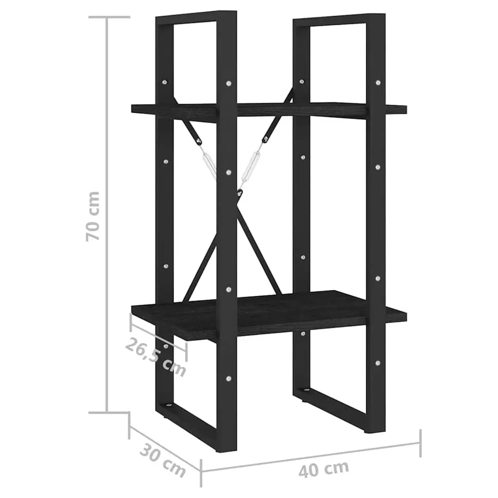 2-Tier Book Cabinet Black Shelving Unit Storage Display Stand Bookcase